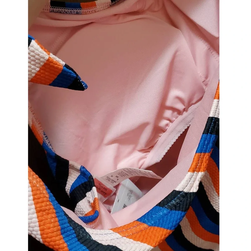 NWT! KATE SPADE Colorful Stripe Stretchy One-Shoulder One Piece Swimsuit XL - Picture 7 of 10